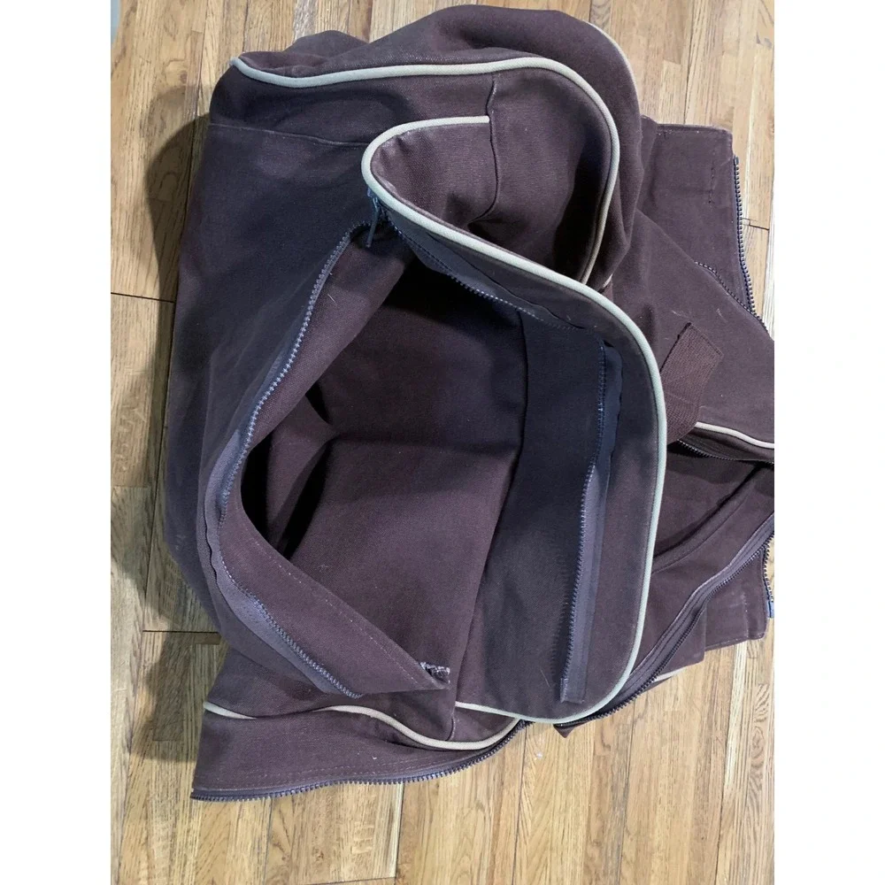 Lands End Square Rigger Garment Bag Brown Canvas Vintage Retro Travel Minimalist
